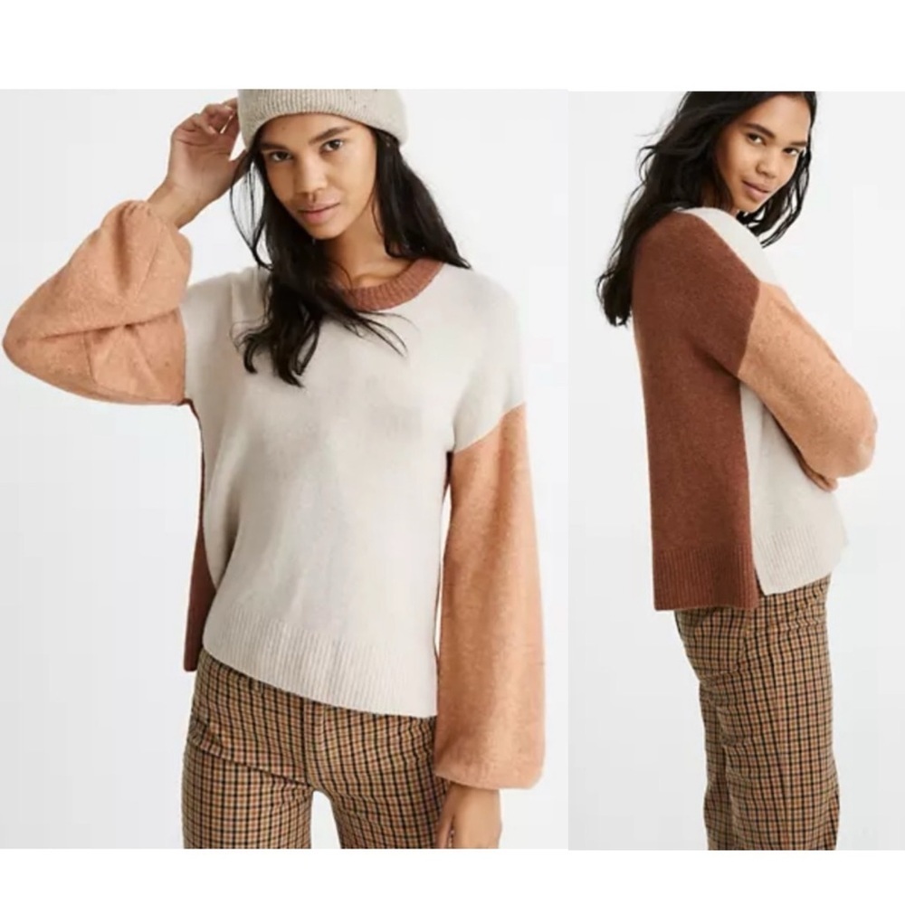 Madewell Payton Coziest Yarn Colorblock Pullover Sweater‎ Alpaca Wool Medium